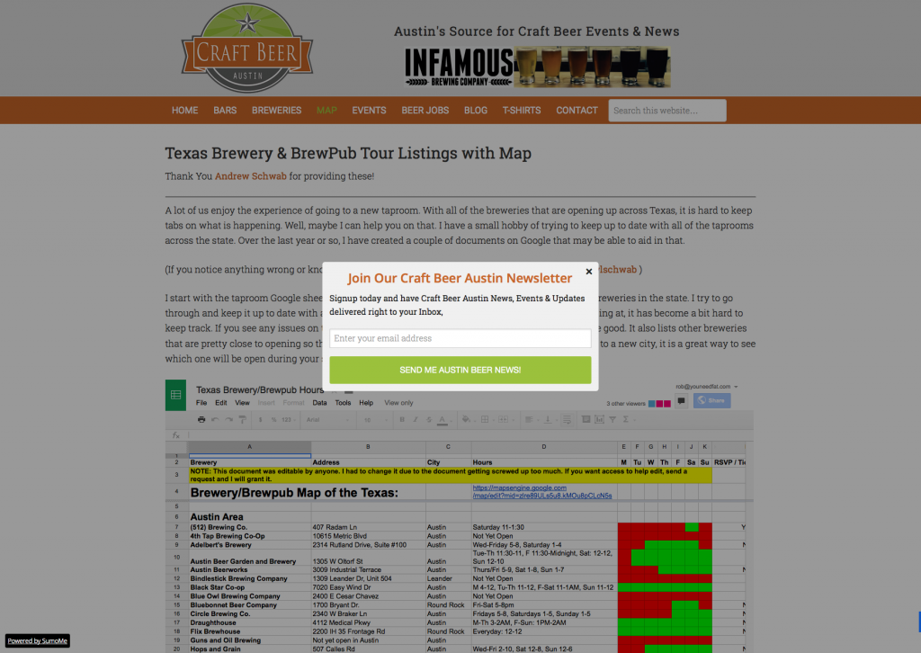 Craft Beer Austin Email Popup Old